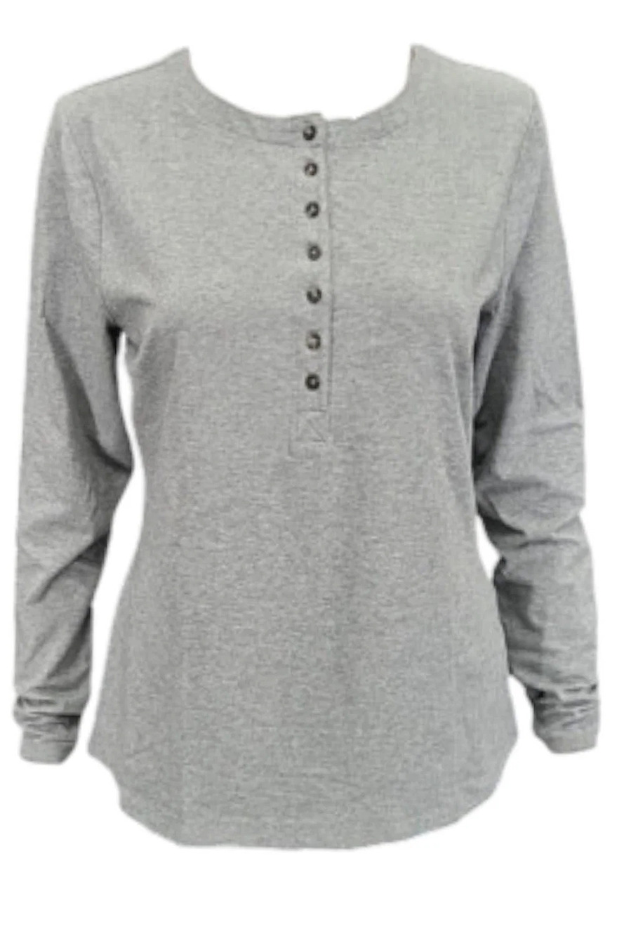 Girl With Curves Jersey Knit Henley Top Gray - Regular - Picture 1 of 1